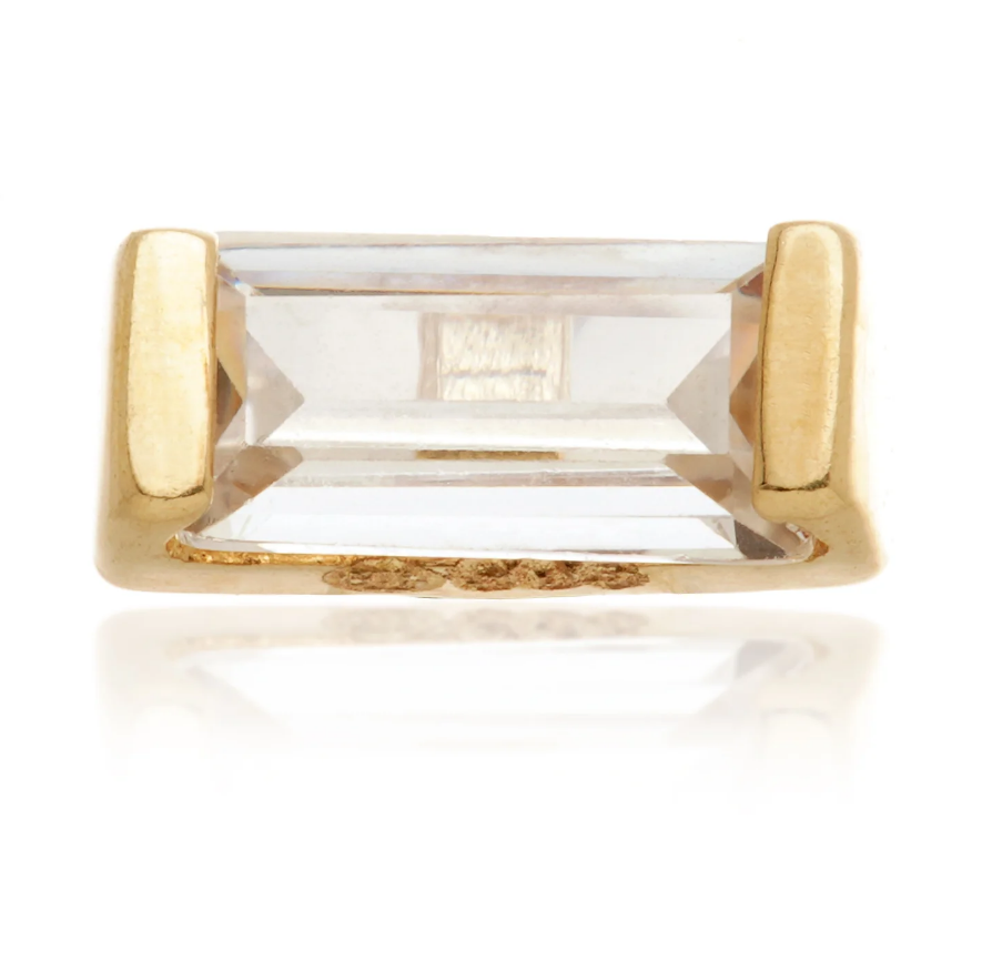 Internal Gold Rectangle Gem Attachment - Cartilage Earrings