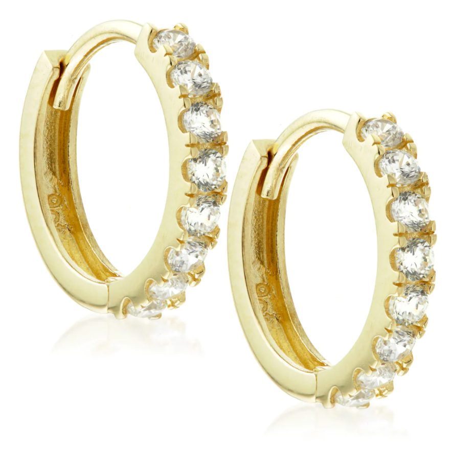 9ct Yellow Gold Pavé Gem Huggies, available at Ella Ray Jewellery