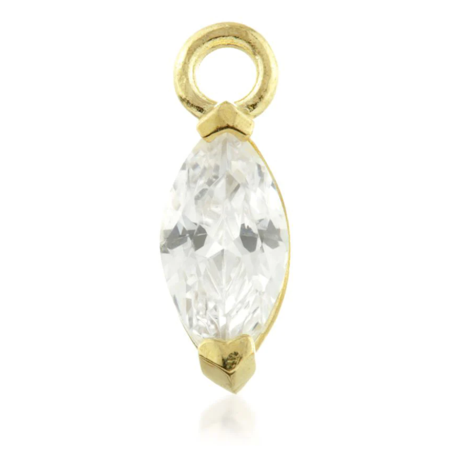 Solid 9ct Yellow Gold Marquise Jewel Earring Charm featuring a marquise-cut gemstone, available at Ella Ray Jewellery