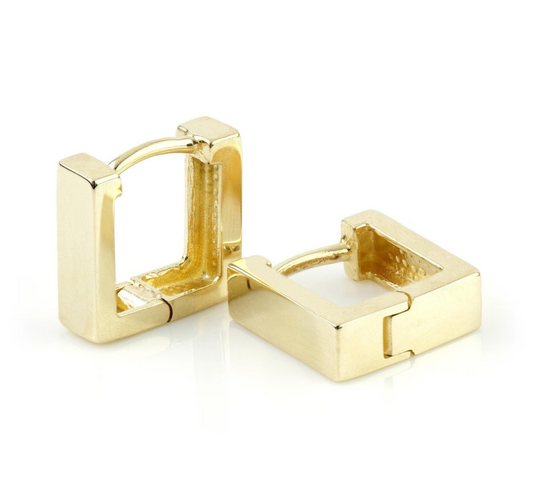 Solid 9ct Square Yellow Gold Huggies, available at Ella Ray Jewellery