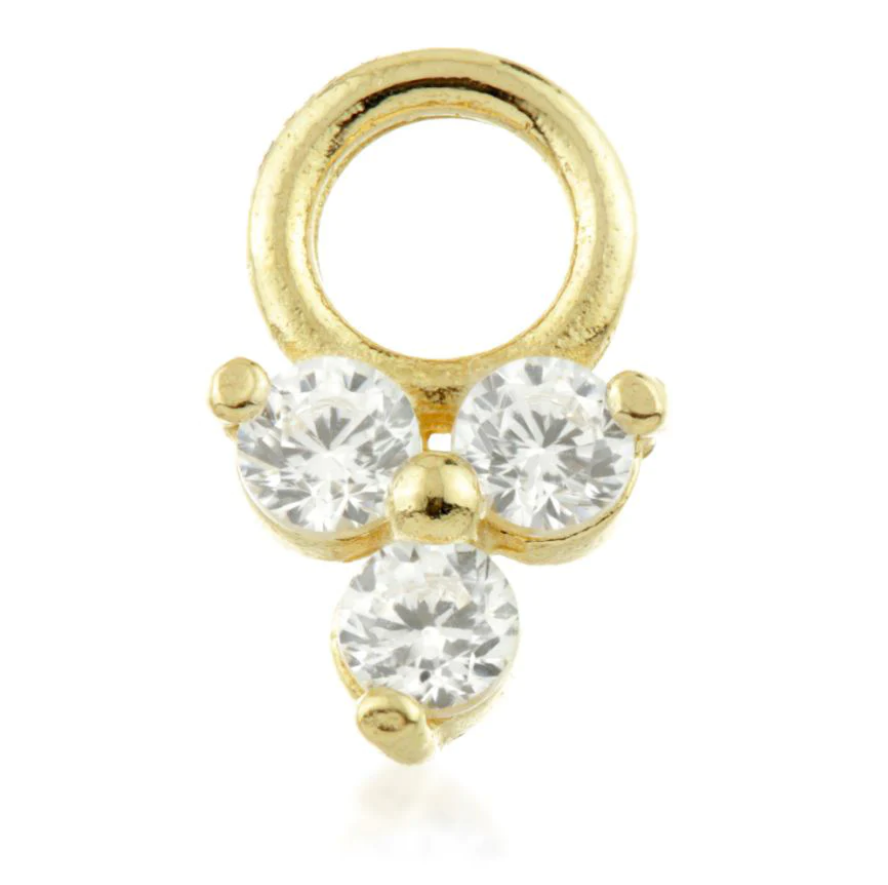 Solid 9ct Yellow Gold Trinity Jewel Earring Charm featuring a marquise-cut gemstone, available at Ella Ray Jewellery