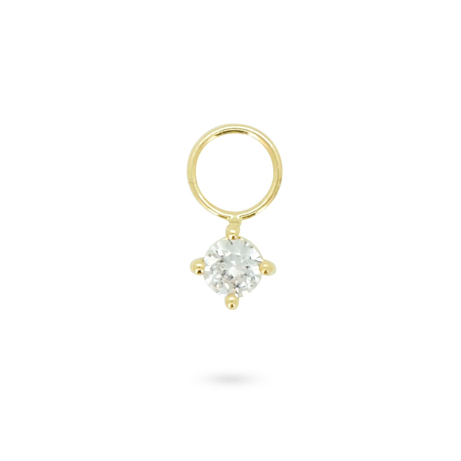 14ct White Sapphire Earring Charm from Ella Ray Jewellery: Delicate charm crafted from 14ct gold, adorned with shimmering white sapphire stones, offering a sophisticated addition to your jewellery collection.