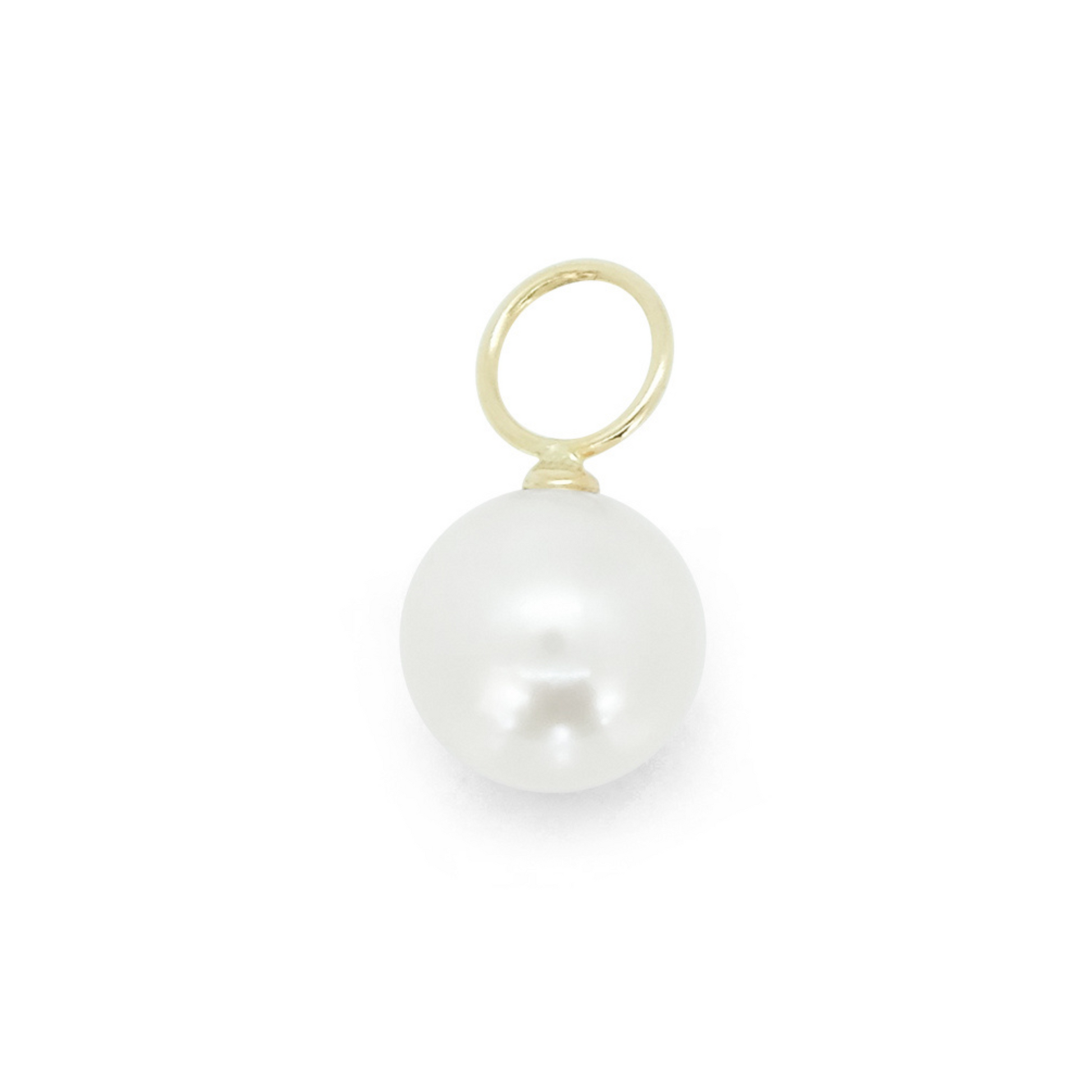 14ct Pearl Earring Charm from Ella Ray Jewellery: Sophisticated charm crafted from 14ct gold, featuring a lustrous pearl, perfect for adding timeless elegance and a touch of luxury to your earrings collection.