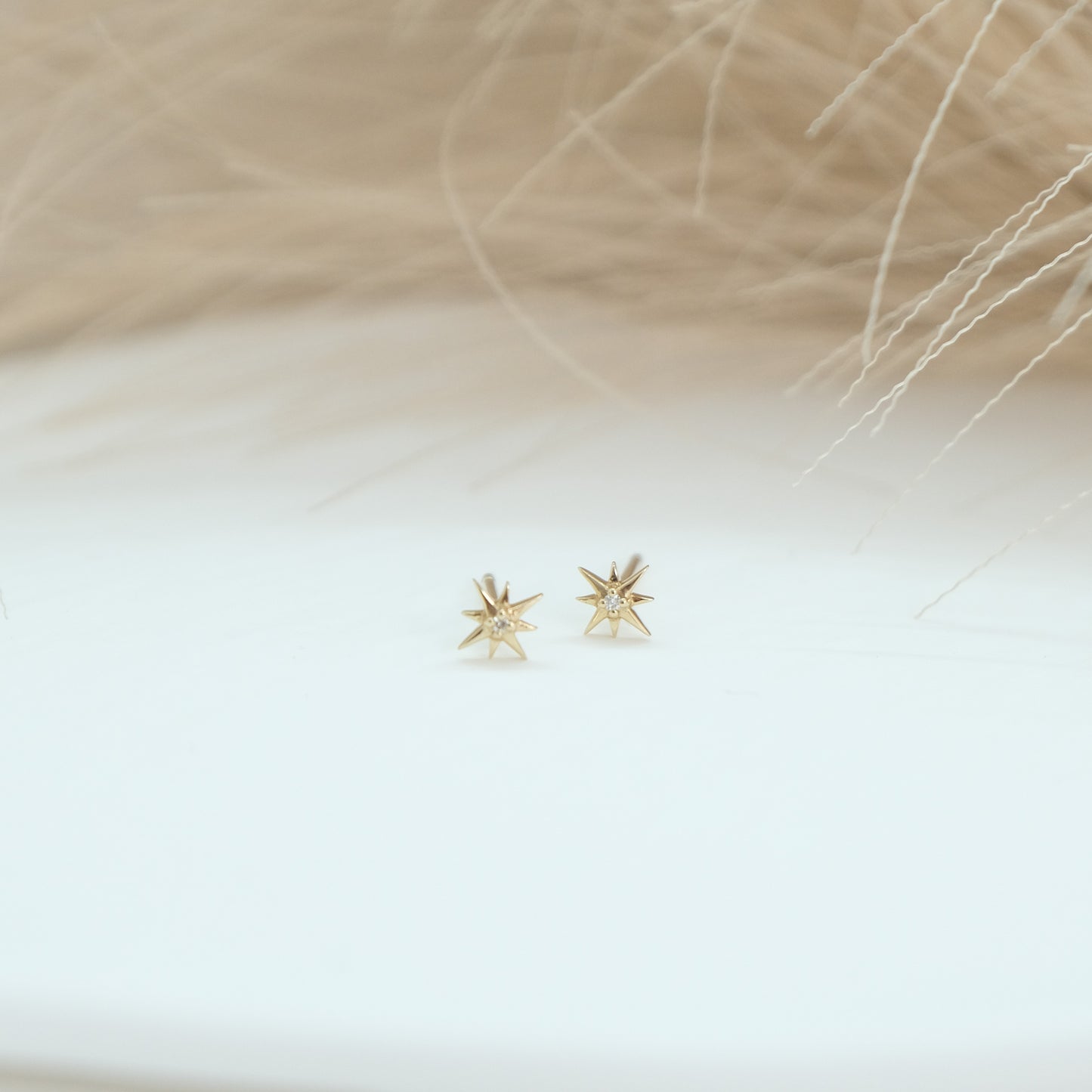 14ct Diamond North Star Stud Earrings