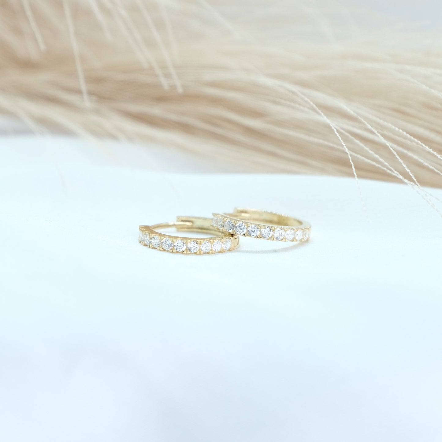 9ct Yellow Gold Pavé Gem Huggies, available at Ella Ray Jewellery