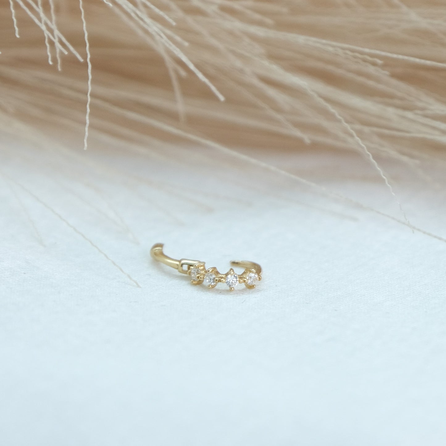 9ct Tiny Gem Yellow Gold Huggies featuring delicate gemstones in 9ct gold, available at Ella Ray Jewellery