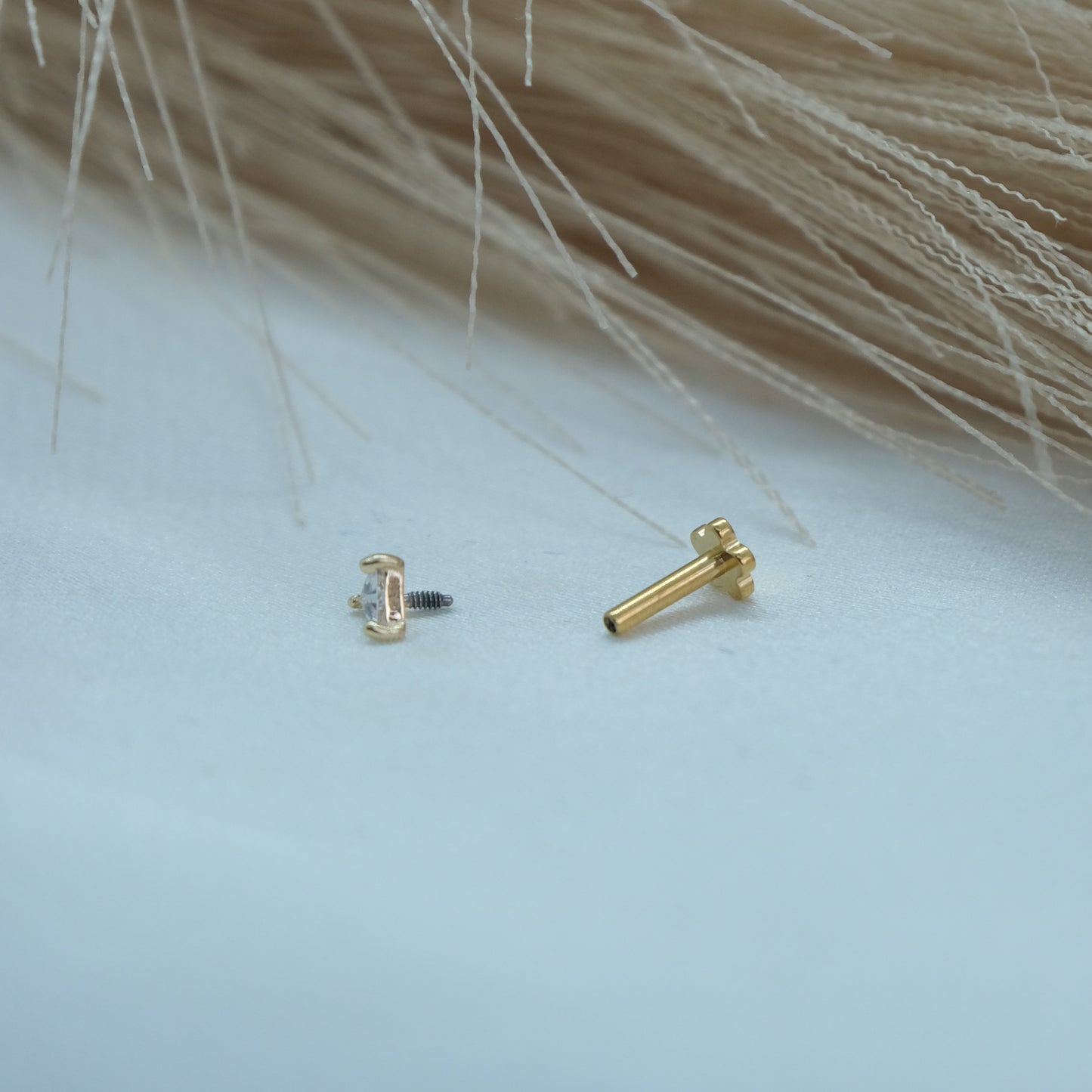 Internal Gold Gem Triangle Attachment -  Cartilage Earrings