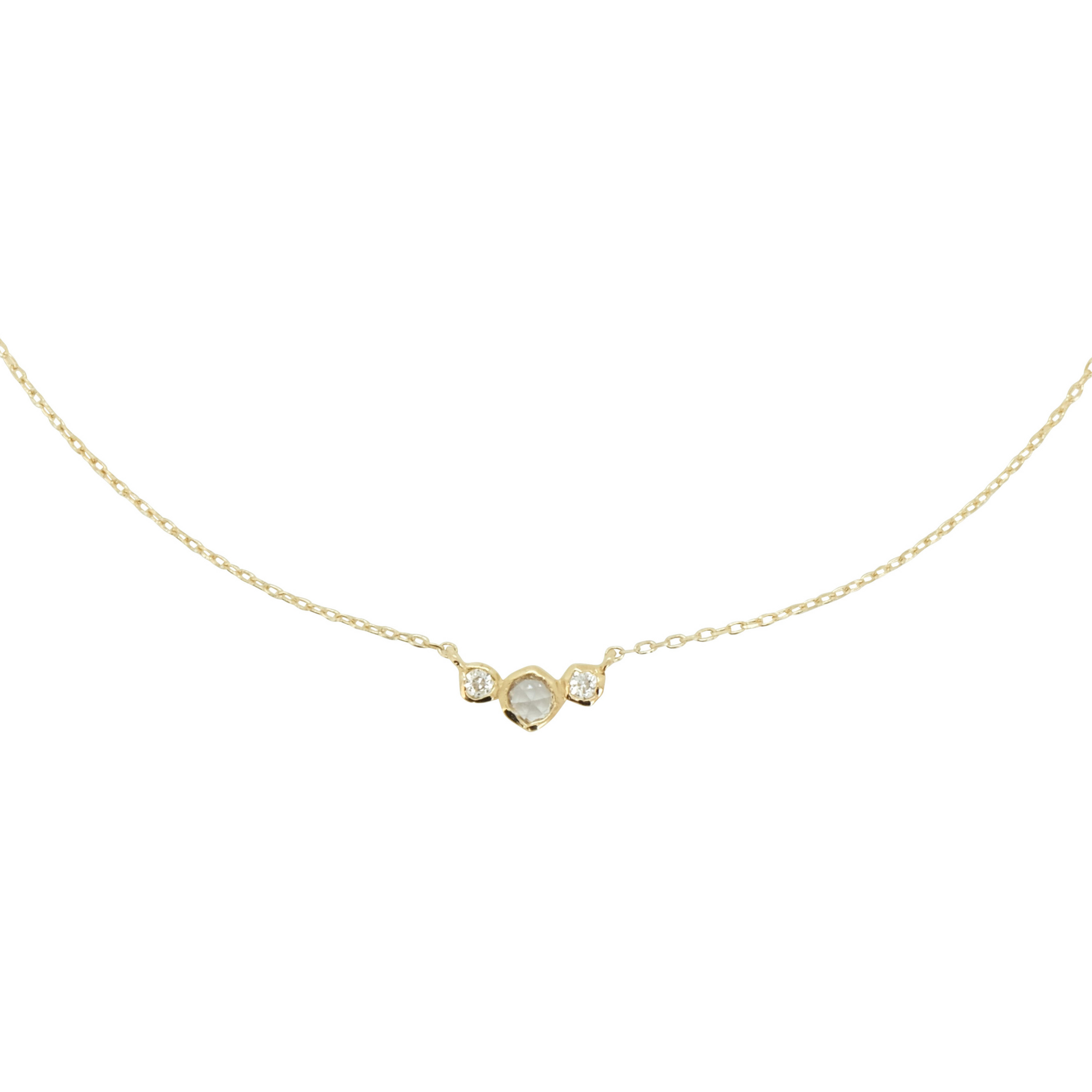 14ct White Sapphire + Topaz Necklace from Ella Ray Jewellery: Exquisite necklace crafted from 14ct gold, adorned with a stunning combination of white sapphire and topaz stones, perfect for adding a touch of elegance and sophistication to any outfit.