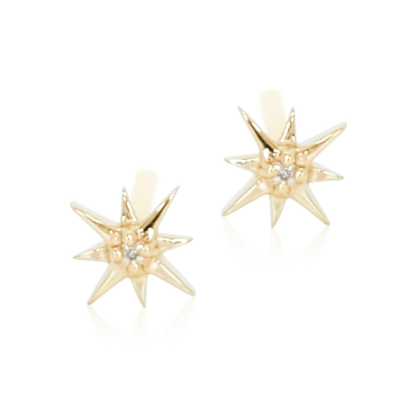 14ct Diamond North Star Stud Earrings